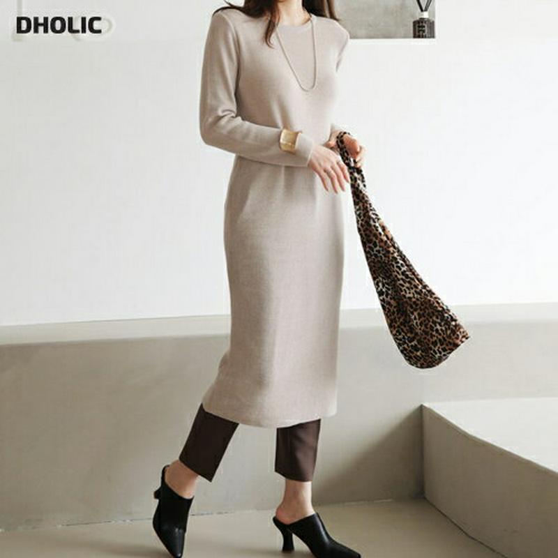 【新作10%OFF】ニットストレートワンピース・全4色・b64205 レディース【ops】【韓国 ファッション ワンピース ミデ