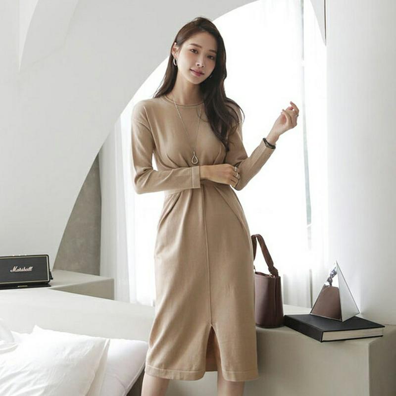 【新作10%OFF】ウエストタイニットワンピース・全2色・b64207 レディース【ops】【韓国 ファッション ワンピース ミ