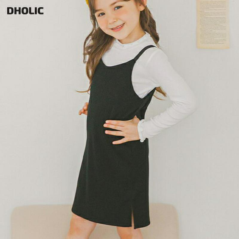 リブスリーブレスワンピース・p005770 キッズ【3~8才】【ops】【ワンピース ミディ丈 ミディワンピース スリーブレス ノースリーブ リブ 単色 無地 シンプル カジュアル 春 秋 女の子 韓国 韓国子供服 子供 こども 子供服 こども服】【KIDS】