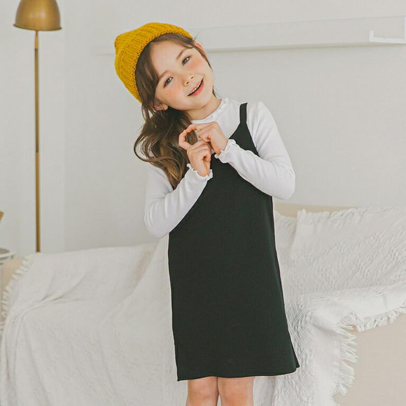 リブスリーブレスワンピース・p005770 キッズ【3~8才】【ops】【ワンピース ミディ丈 ミディワンピース スリーブレス ノースリーブ リブ 単色 無地 シンプル カジュアル 春 秋 女の子 韓国 韓国子供服 子供 こども 子供服 こども服】【KIDS】