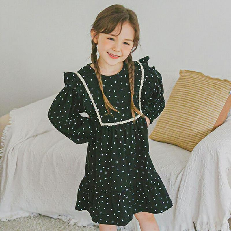 【新作10%OFF】スクエアレースラインドットワンピース・p006022 キッズ【3~8才】【ops】【ワンピース ミディ丈 ミ