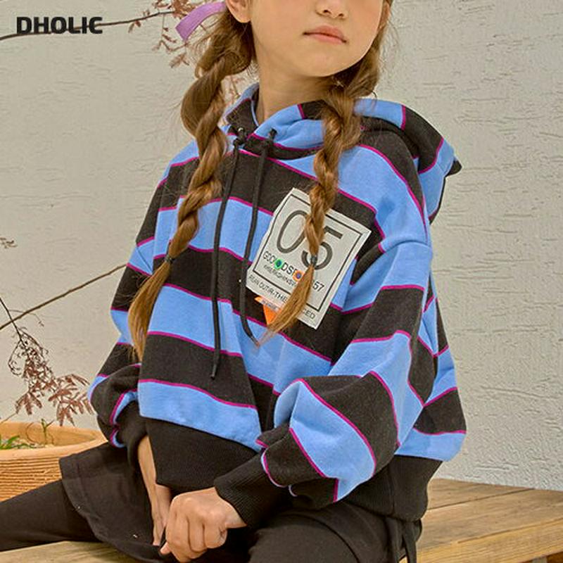 【新作10%OFF】ナンパーパッチボーダーフーディ・u06054 キッズ【3~8才】【tops】【トップス フーディー フード 