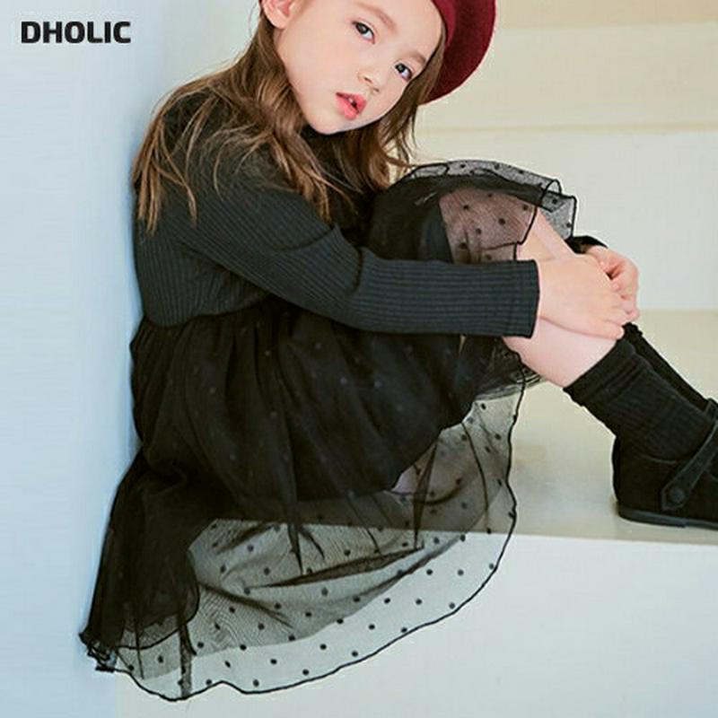 【新作10%OFF】ドットチュールリブワンピース・p006032 キッズ【3~8才】【ops】【ワンピース ミディ丈 ミディワン