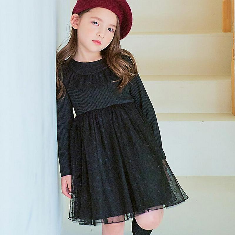 【新作10%OFF】ドットチュールリブワンピース・p006032 キッズ【3~8才】【ops】【ワンピース ミディ丈 ミディワン