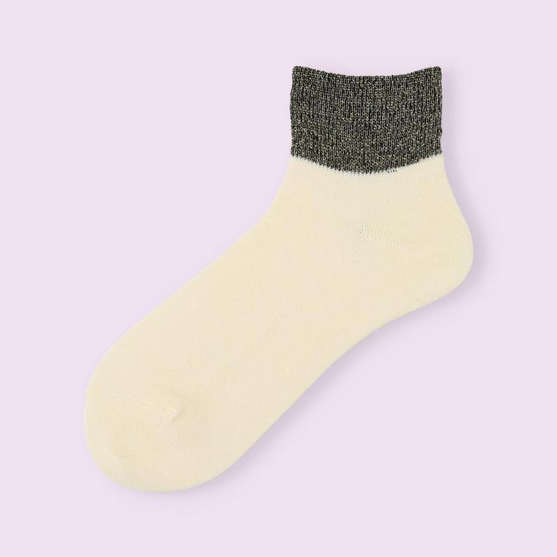 【クーポンで3足1,100円】【Mighty Soxer】 ゴム長ラメ無地ベタショートソックス / 靴下屋 3pairs 靴下 タビオ マイティソクサー くつ下 ショート レディース 日本製