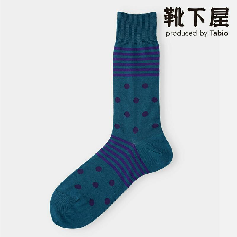 【全品送料無料★〜12/26 23:59迄】【あす楽】【Tabio MEN】 メンズ STRIPES&DOTS ソックス / 靴下屋 靴下 タビオ くつ下 クルー メンズ 日本製 2012ka