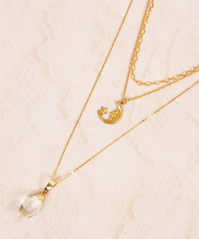 【こなれ感レイヤード】クリスタル×ムーンネックレス(1点もの)