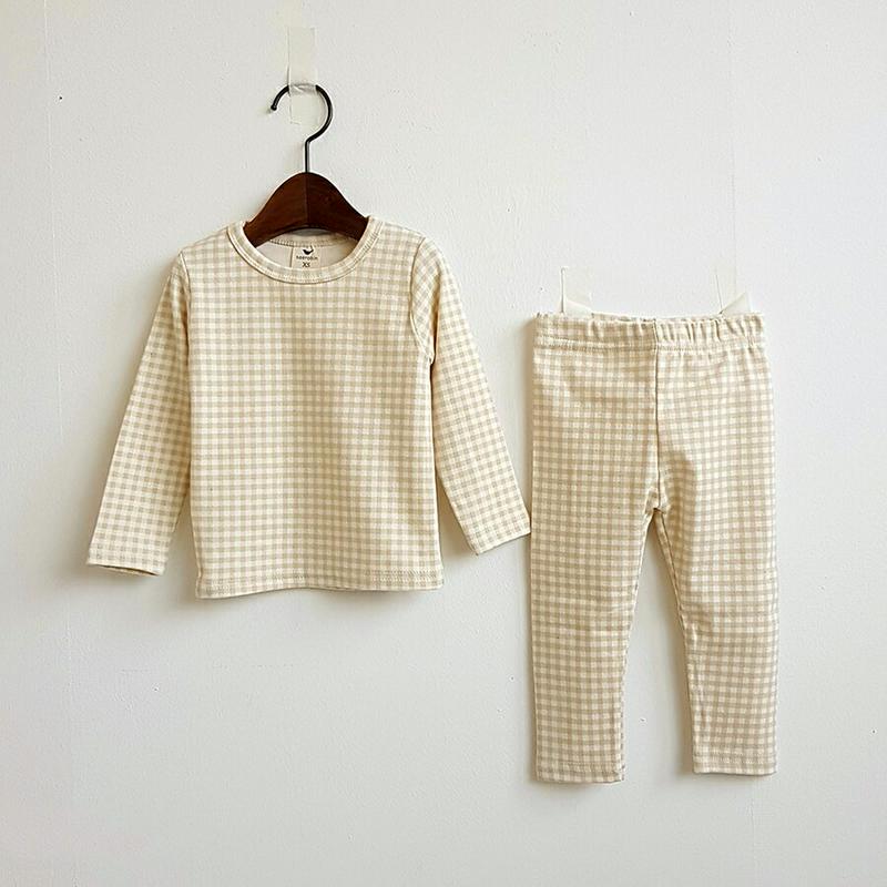 【只今10%OFF】チェック柄TシャツルームウェアSET・u06390 キッズ【3~8才】【uw】【ルームウェア パジャマ 部屋