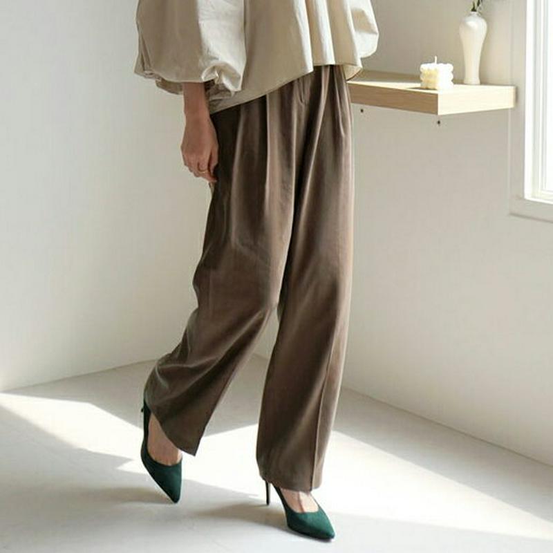 【新作10%OFF】バックゴムボタンスラックス・全3色・b64173 レディース【pt】【韓国 ファッション ボトムス ズボン 