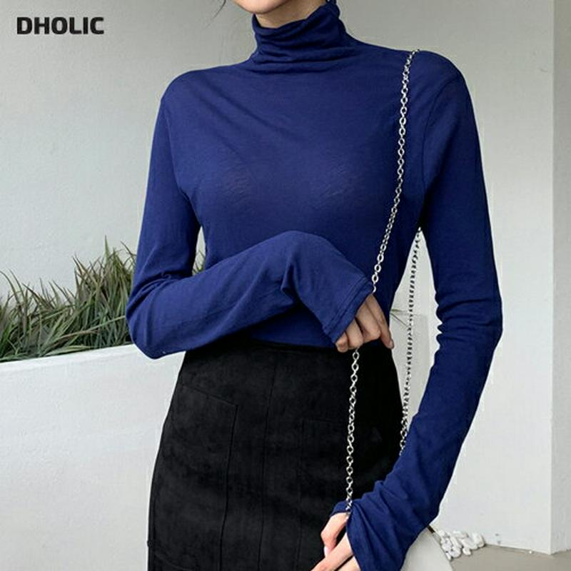 【新作10%OFF】ハイネックスリムTシャツ・全6色・t55907 レディース【tops】【韓国 ファッション トップス Tシャ