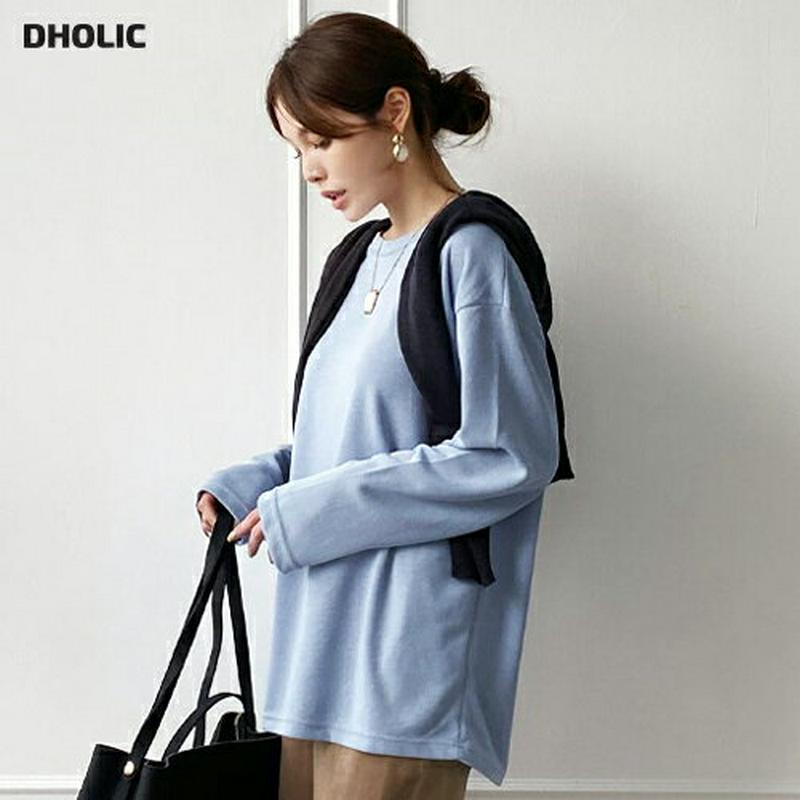 【新作10%OFF】ラウンドネックTシャツ・全5色・64167 レディース【tops】【韓国 ファッション トップス Tシャツ 