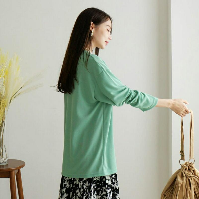 【新作10%OFF】ラウンドネックTシャツ・全5色・64167 レディース【tops】【韓国 ファッション トップス Tシャツ 