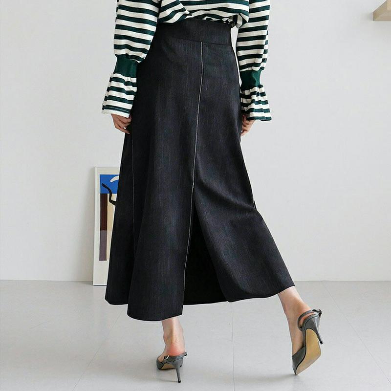 【新作10%OFF】フレアデニムスカート・全2色・b64175 レディース【sk】【韓国 ファッション ボトムス スカート ロン