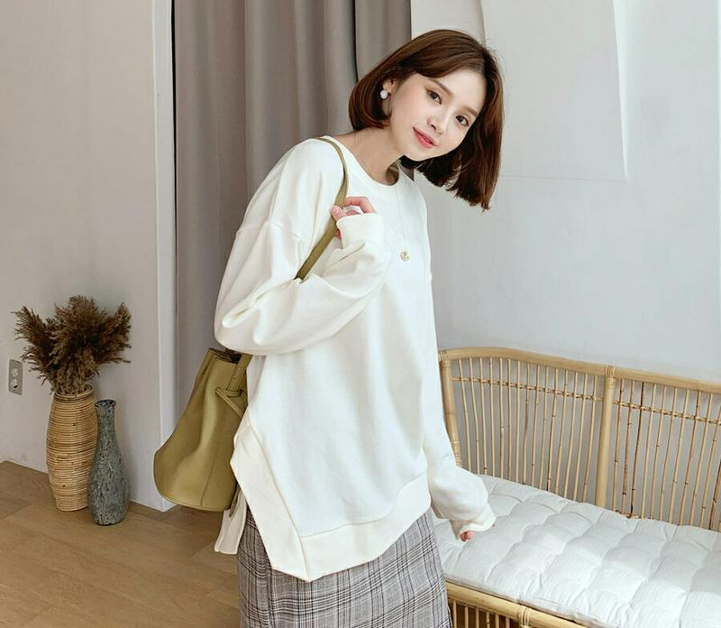 【新作10%OFF】スリットルーズスウェット・全4色・b55822 レディース【tops】【韓国 ファッション トップス スウェ