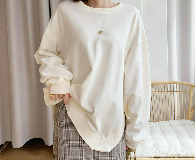 【新作10%OFF】スリットルーズスウェット・全4色・b55822 レディース【tops】【韓国 ファッション トップス スウェ
