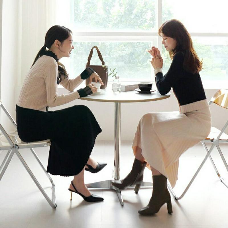 即日配送 ≪人気商品再入荷≫パールボタンカーディガン&スカートSET・全2色・t71700(t64148) レディース【ops】 韓国ファッション セットアップ カーディガン パール ボタン ロングスカート ウエストゴム ニット リブ 上品 秋 学校行事 オフィスカジュアル ハイホリHIHOLLI