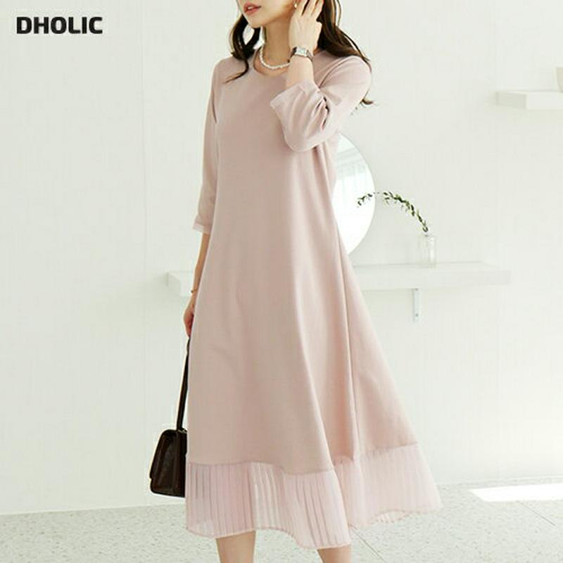 【新作10%OFF】シフォンプリーツヘムワンピース・全2色・b64149 レディース【ops】【韓国 ファッション ワンピース 