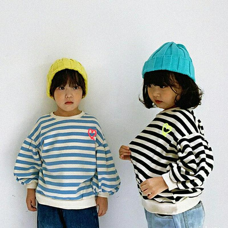 【新作10%OFF】ハートボーダースウェット・u06157 キッズ【3~8才】【tops】【トップス スウェット トレーナー 長