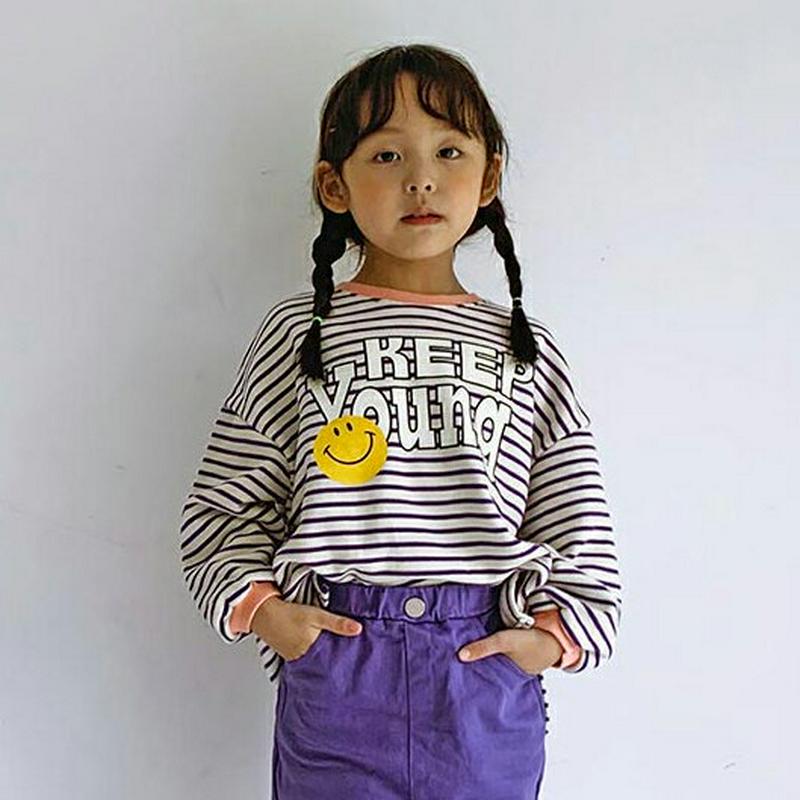 【新作10%OFF】スマイルボーダースウェット・u06150 キッズ【3~8才】【tops】【トップス スウェット トレーナー 