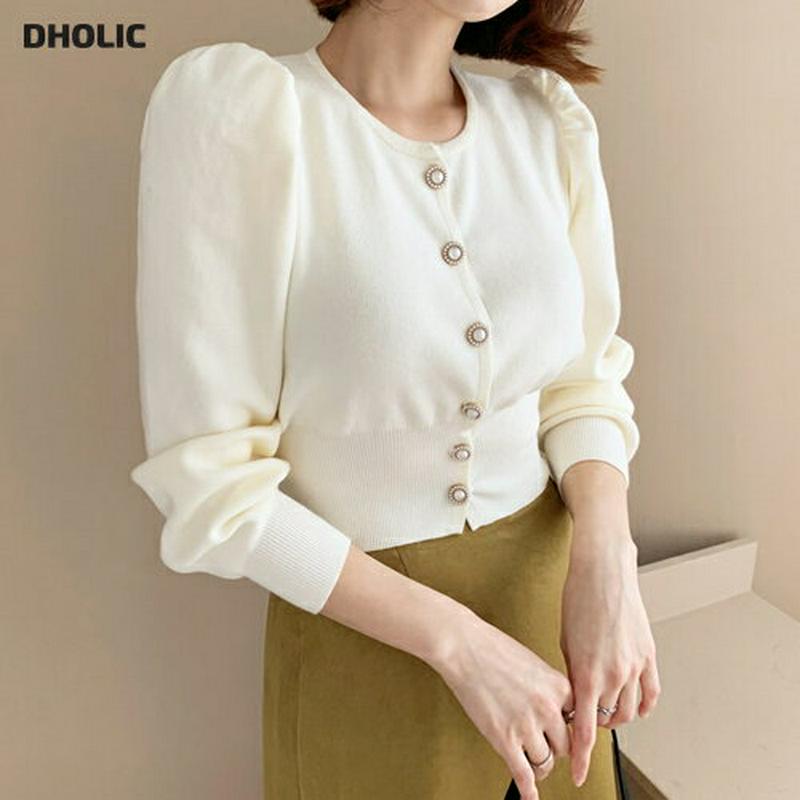 【新作10%OFF】パフパールボタンニット・全3色・b60936 レディース【tops】【韓国 ファッション トップス ニット 