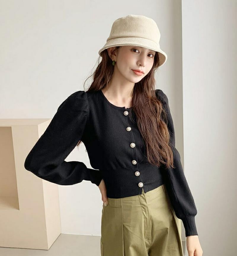 【新作10%OFF】パフパールボタンニット・全3色・b60936 レディース【tops】【韓国 ファッション トップス ニット 