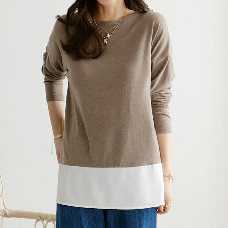【新作10%OFF】配色へムスリットTシャツ・全3色・t64150 レディース【tops】【韓国 ファッション トップス Tシャ