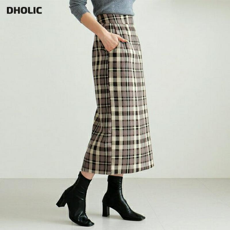 【新作10%OFF】チェックHラインスカート・全2色・t64169 レディース【sk】【韓国 ファッション ボトムス スカート 
