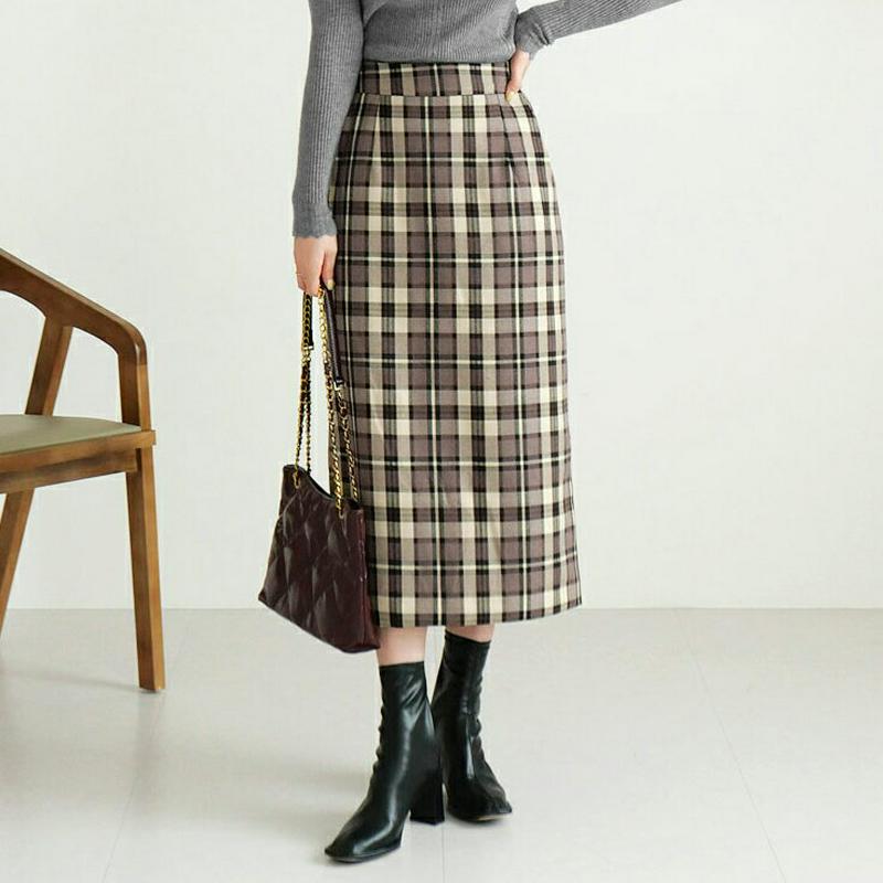 【新作10%OFF】チェックHラインスカート・全2色・t64169 レディース【sk】【韓国 ファッション ボトムス スカート 