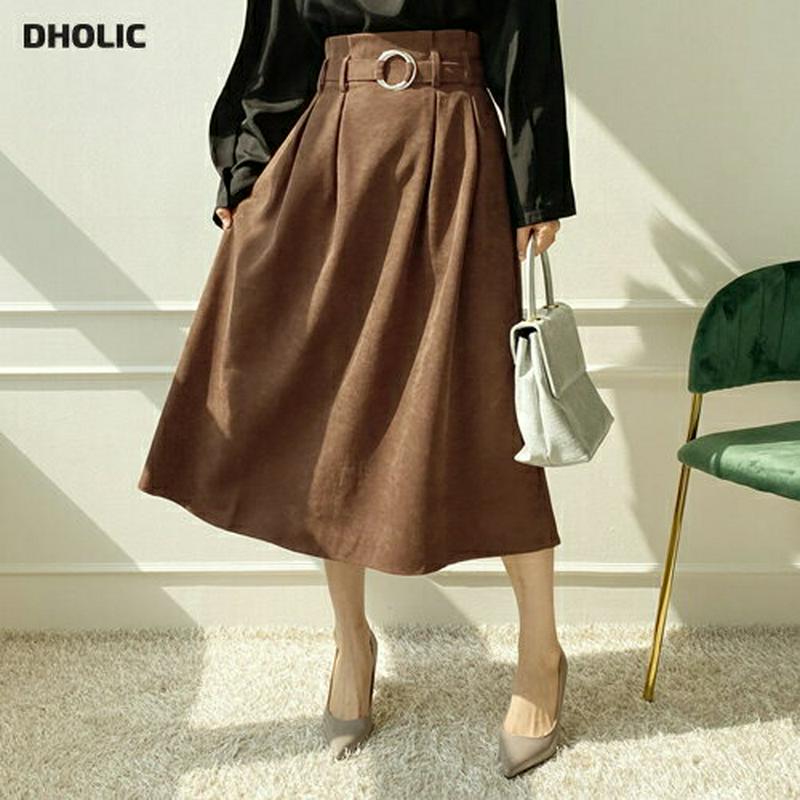 【新作10%OFF】ベルト付スエード調スカート・全4色・b64171 レディース【sk】【韓国 ファッション ボトムス スカート