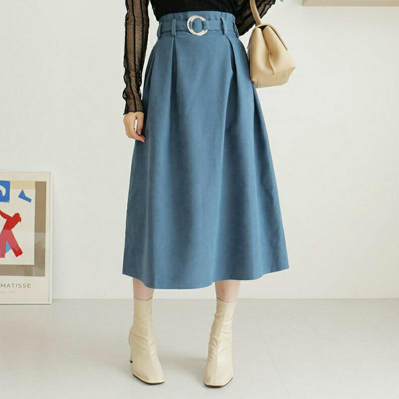 【新作10%OFF】ベルト付スエード調スカート・全4色・b64171 レディース【sk】【韓国 ファッション ボトムス スカート