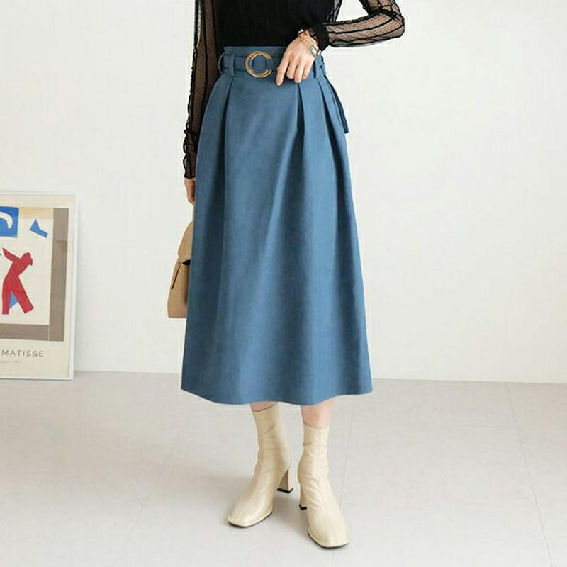 【新作10%OFF】ベルト付スエード調スカート・全4色・b64171 レディース【sk】【韓国 ファッション ボトムス スカート