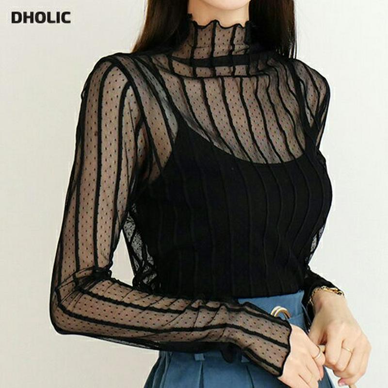 【新作10%OFF】ドットシアーTシャツ・全4色・64157 レディース【tops】【韓国 ファッション トップス Tシャツ ロ