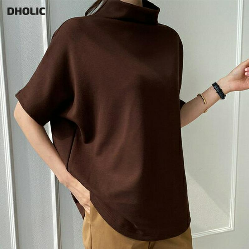 【新作10%OFF】半袖ボトルネックTシャツ・全5色・b64158 レディース【tops】【韓国 ファッション トップス Tシャ