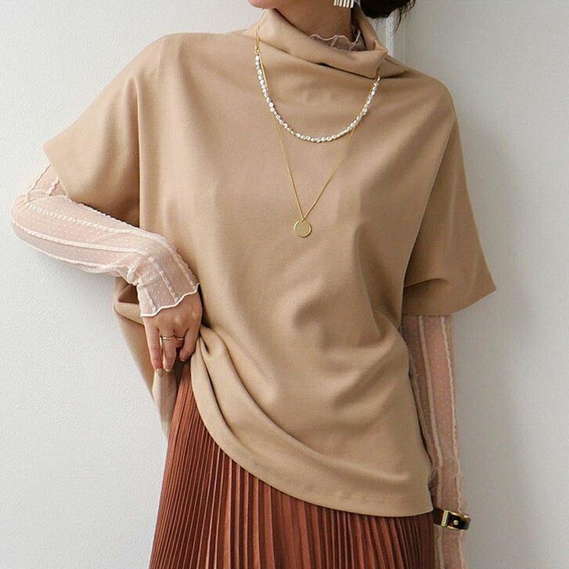【新作10%OFF】半袖ボトルネックTシャツ・全5色・b64158 レディース【tops】【韓国 ファッション トップス Tシャ