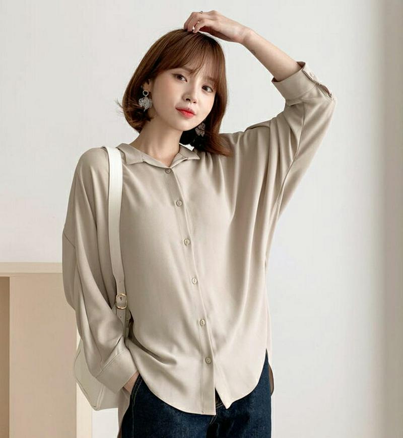 【新作10%OFF】Vネックボタンブラウス・全3色・t60925 レディース【bl】【韓国 ファッション トップス ブラウス ド