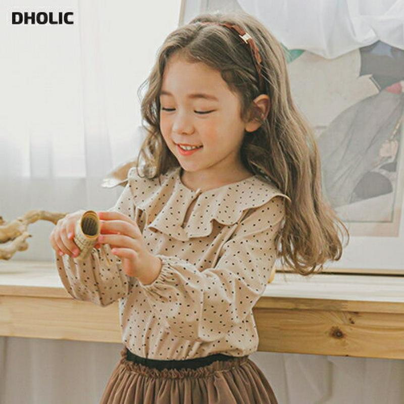【新作10%OFF】ドットラッフルカラーTシャツ・p005754 キッズ【3~8才】【tops】【トップス Tシャツ 長袖 ドッ