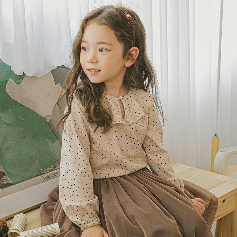 【新作10%OFF】ドットラッフルカラーTシャツ・p005754 キッズ【3~8才】【tops】【トップス Tシャツ 長袖 ドッ