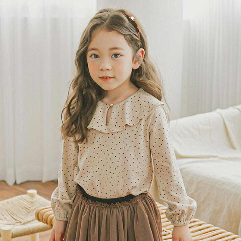 【新作10%OFF】ドットラッフルカラーTシャツ・p005754 キッズ【3~8才】【tops】【トップス Tシャツ 長袖 ドッ