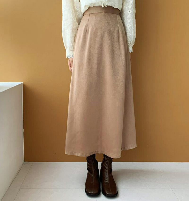 【新作10%OFF】スエード調フレアスカート・全3色・b60928 レディース【sk】【韓国 ファッション ボトムス スカート 
