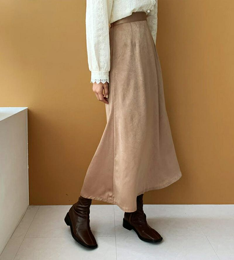 【新作10%OFF】スエード調フレアスカート・全3色・b60928 レディース【sk】【韓国 ファッション ボトムス スカート 