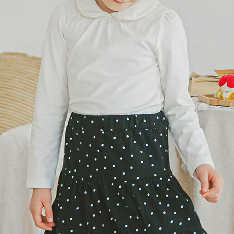 【新作10%OFF】ウェーブラウンドカラーTシャツ(アイボリー)・p005756 キッズ【3~8才】【tops】【トップス Tシ
