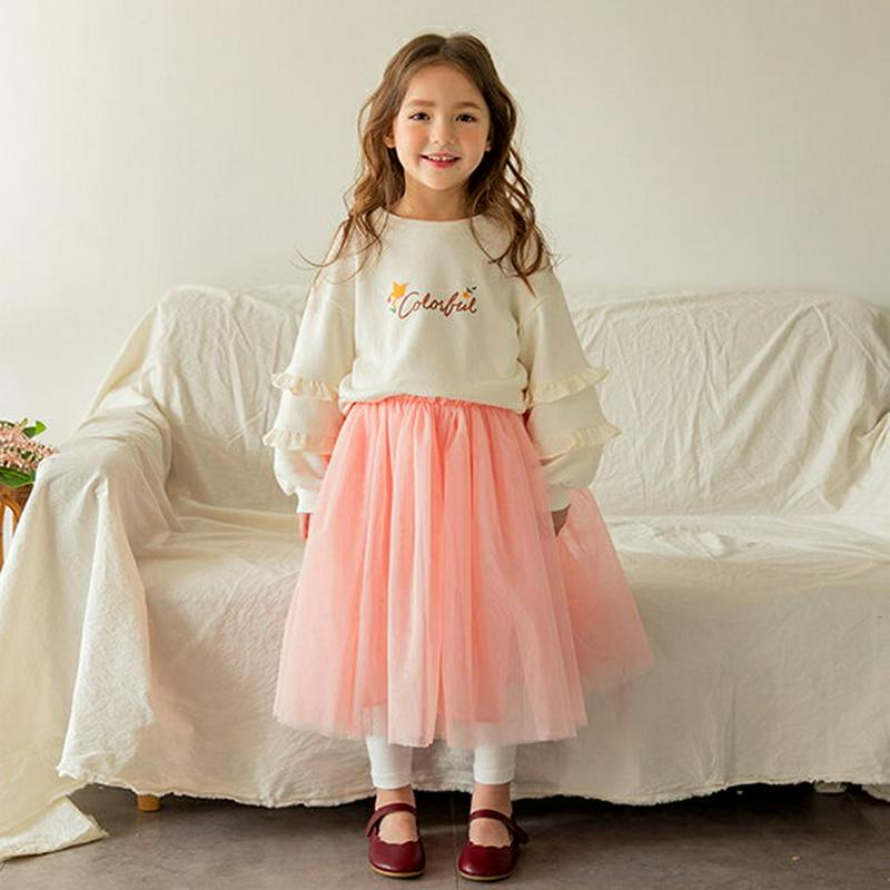 【新作10%OFF】フリルスリーブ刺繍スウェット(アイボリー)・p005849 キッズ【3~8才】【tops】【トップス スウェ