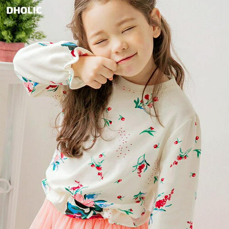 【新作10%OFF】フレアヘム花柄スウェット・p005852 キッズ【3~8才】【tops】【トップス 長袖 スウェット トレー