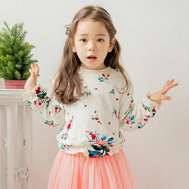 【新作10%OFF】フレアヘム花柄スウェット・p005852 キッズ【3~8才】【tops】【トップス 長袖 スウェット トレー