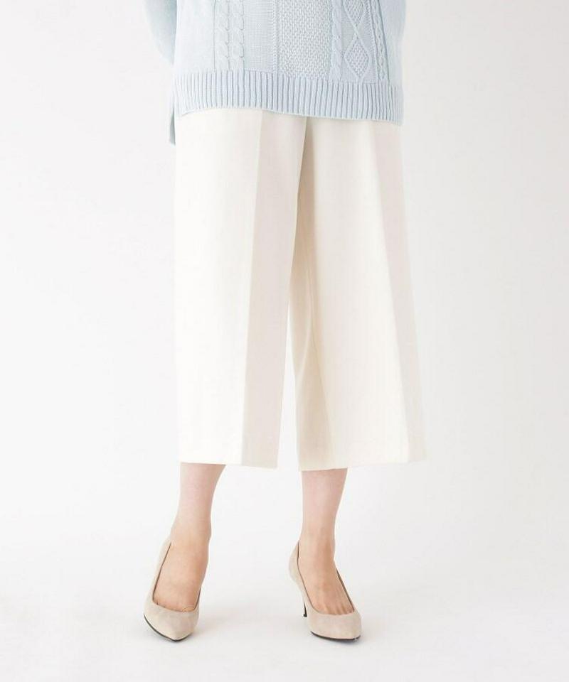微光沢ベルト風ワイドパンツ