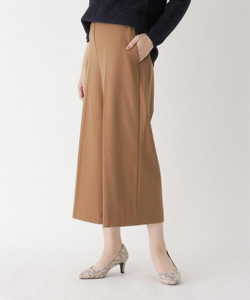 微光沢ベルト風ワイドパンツ