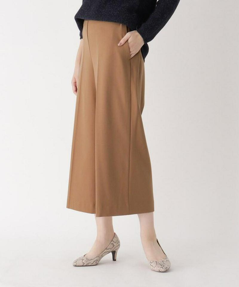 微光沢ベルト風ワイドパンツ