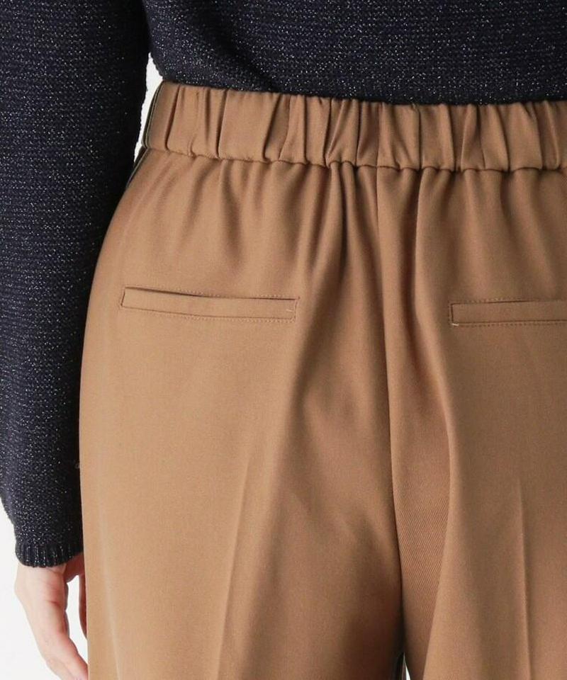 微光沢ベルト風ワイドパンツ