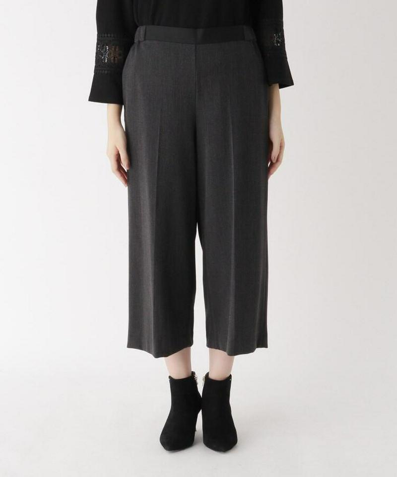 微光沢ベルト風ワイドパンツ