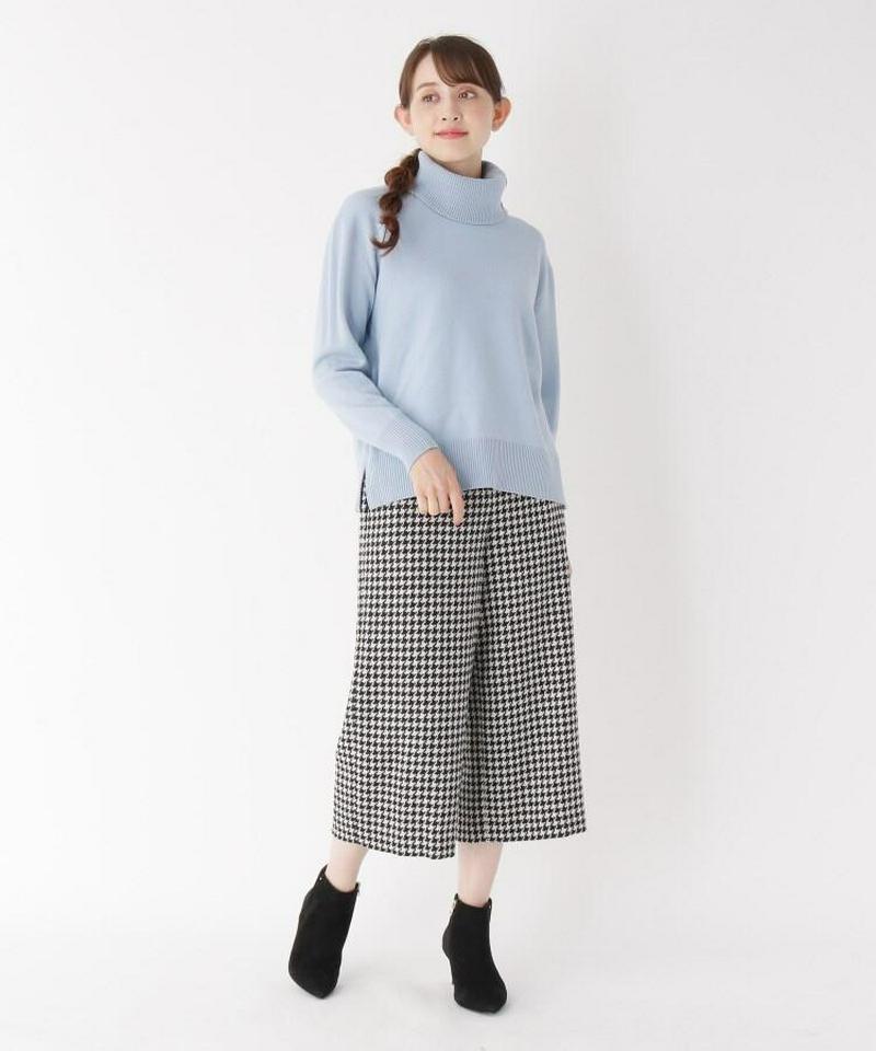 チドリ格子柄ウールワイドパンツ